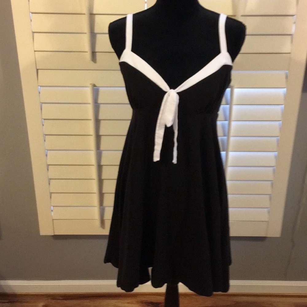 Victoria's Secret Black Mini Dress with White Trim Tie Front